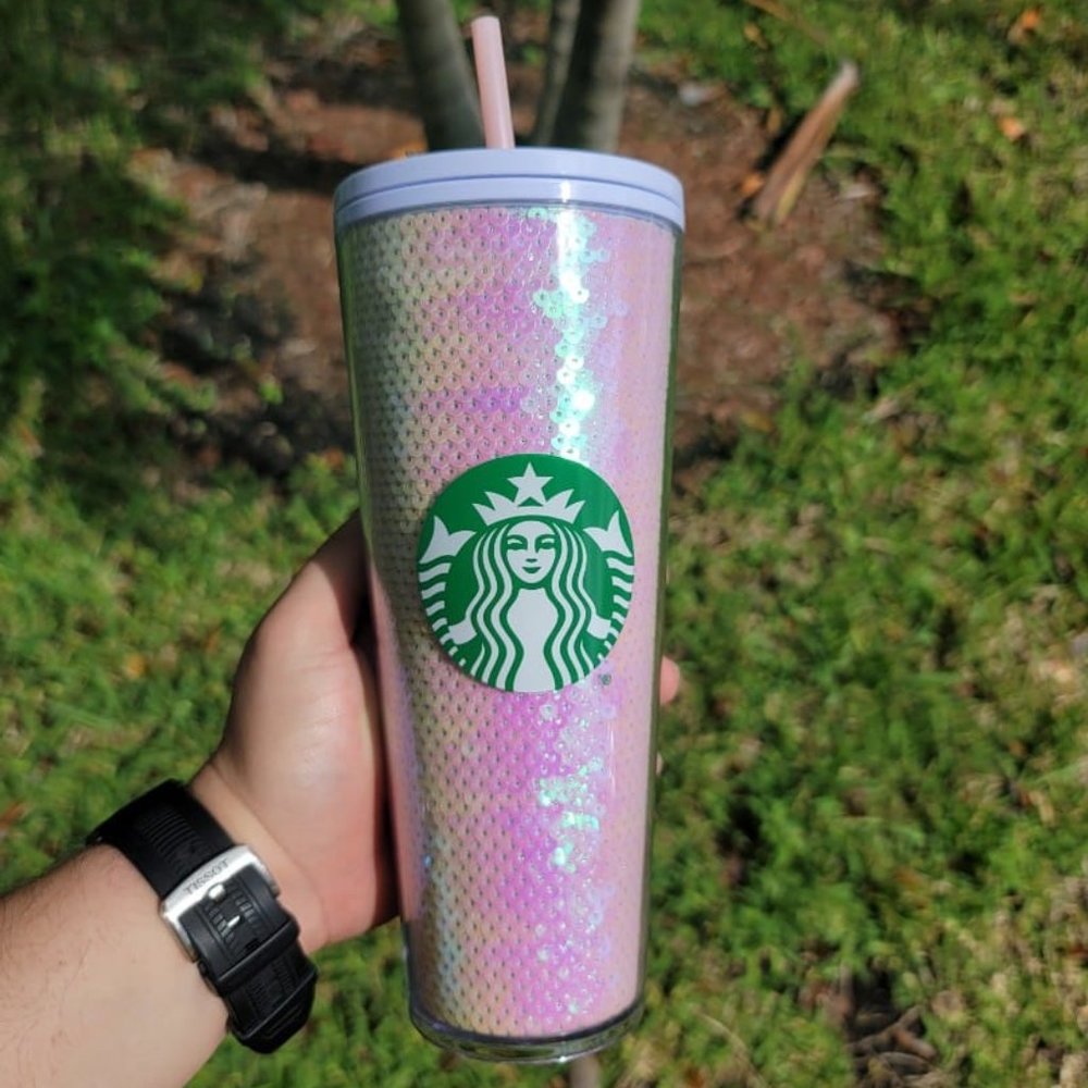 Starbucks 2020 Holiday White Sequins Cold Cup 24oz